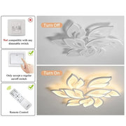 Garwarm YNFM7359-BG LED Ceiling Light Dimmable Flower Shape Flush Mount Ceiling Lamp Fixture 75W White 9-Head