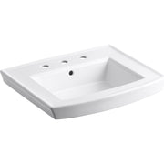KOHLER K-2358-8-0 Archer Pedestal Bathroom Sink Basin with 8-Inch Centers, White