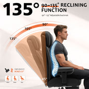 Fastes Office Chair Big and Tall 400lb Capacity Ergonomic High-Back Reclining with Footrest Swivel Wheels Lumbar Support Black
