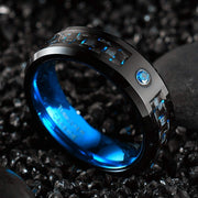 Brilliance Fine Jewelry T047R6 Tungsten Carbide Wedding Bands Comfort Fit, Black and Blue