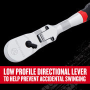 Craftsman V-Series 1/2 in Drive Comfort Grip Flex Head Ratchet, 96-Tooth, 180 Degree Articulating, CMMT86335V
