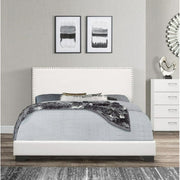 Hillsdale Willow Nail Head Upholstered Bed, White Faux Leather - Queen