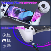 ESYWEN Mobile Gaming Controller, Wireless Bluetooth, Adjustable Clamp 10-17.5cm, Hall Effect Joysticks, Dual Vibration Motors, Turbo Function, 600mAh Battery, Black
