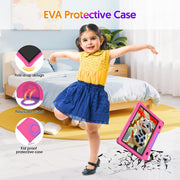 Tedupee 10inch Kids Tablet, Android 15, 1280x800 HD IPS Display, 12GB RAM, 64GB Storage, Quad-Core Processor, Wi-Fi 6, 6000mAh Battery, Parental Control, Pink