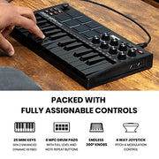 AKAI Professional MPKMINI3B MPK Mini MK3 25 Key USB MIDI Keyboard Controller with 8 Backlit Drum Pads, Black