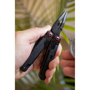 Swiss Tech Praktisch 17-in-1 Folding Multi Tool with AUS-8 Steel Blade, Black, Leather Sheath, 6799