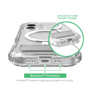 onn Rugged MagSafe Compatible Phone Case with Kickstand, Clear, for iPhone 17 and iPhone 17 Pro Max