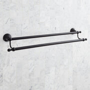 Signature Hardware Traditional Double Towel Bar, 26-3/4 in, Aged Brass Finish, Metal Construction, 955107