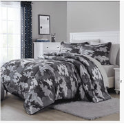 Your Zone Camouflage Full Bedding Set for Kids  Grey  7 Pieces with Storage Bag  Child  Unisex