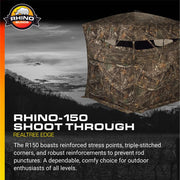 Rhino Blinds 150 Realtree Edge Hunting Blind, 3 Person Capacity, 5 Hub Design, Water Repellent Polyester, Pop Up Style, R150-RTE