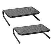 Mind Reader Monitor Stand, Ventilated Metal Laptop Riser, Desktop Organizer, Black, Set of 2, 14.5