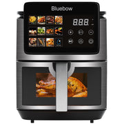 Bluebow 9QT Air Fryer, Large Touchscreen, 12-in-1 Multi-Functional, Visible Window, Oil-Free Cooking, Black