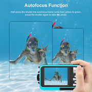 SEREE DC015-NLMG15-01M FHD 2.7K 48 MP Dual Screens Waterproof Camera for Snorkeling, Blue