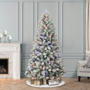 Holiday Time 6.5' Pre-Lit Green Flocked Frisco Pine Artificial Christmas Tree with 250 Color-changing LED Lights
