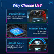 SIXGOLDHUA Wireless Game Controller, Bluetooth 5.0, Dual Vibration, 6-Axis Gyro, 1500mAh Battery, Compatible with PS5 Pro, PS5 Slim, PC