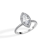 PREMIER DIAMOND RING H1MZM14-8 1.36TW Diamond 18KW Ring 1.02CT Marquise + PAVE