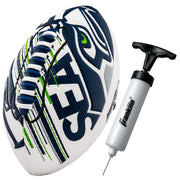 Franklin Sports Seattle Seahawks Youth Mini Football, 8.5 in, SPACELACE Easy Grip Texture, Air Tech Cover, 70152F28Z