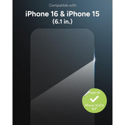 Zagg Glass+ Screen Protector for iPhone 16/15 - 3X Stronger Tempered Glass w/Reinforced Edges
