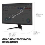 ViewSonic VX2767U-2K 27-Inch QHD IPS Monitor with HDR10, USB-C 65W Charging, HDMI, DisplayPort, Black