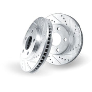 Dynamic Friction Company Brake Rotor, Drilled and Slotted, Zinc-Plated Black Finish, Premium Iron Castings, CNC Machined, Balanced, Non-Directional Finish, 633-03038R