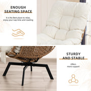 Walsunny Outdoor Wicker Swivel Chair, 360 Oversized Patio Papasan with Thick Beige Cushion, Sturdy Steel Frame, Modern Rattan Lounge Chair, MXZY-BG