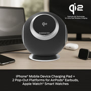 Monster 10-in-1 Charging Sphere Desktop Charging Station with Qi2 Magnetic Wireless Charging, 3 AC Outlets, 2 USB-C Ports, 2 USB-A Ports, Apple Watch and AirPods Charging Pads, 100W Total Output, Black, MWS8-1010-BLK