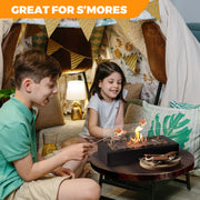 East Flame Tabletop Fire Pit, Portable Rectangular Propane Fireplace with 360 Tempered Glass, 2000 BTU, Black - Steel Base