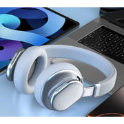 VEATOOL T1 Bluetooth Over-Ear Headphones, Advanced Noise-Canceling, 72H Playtime, Foldable Lightweight Design, Memory Foam Ear Cups, Silver