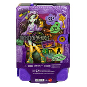 Mattel Monster High Skulltimate Secrets Jinafire Long Doll Playset with 19+ Travel-Themed Surprises and Luggage Case, JDR52