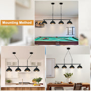 UZNHTY Pool Table Light, 4-Lights, 46 in, Matt Black, Adjustable Height, Farmhouse Style, 48290