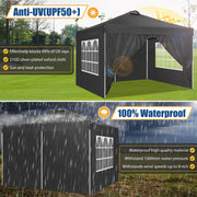 Hoteel HI-000015 10x10 Waterproof Pop up Canopy Tent with 4 Sidewalls, Black