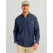HUK Next Level Men's Long Sleeve Fishing Button Down Shirt, UPF 50+ Sun Protection, 4-Way Stretch, Naval Academy, 3XL, H1500215