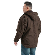 Berne Heartland Washed Duck Zip-Off Hooded Coat for Men - Bark - 5XL