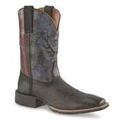 Ariat Sport Liberty Antler Men's Cowboy Boots, Full-Grain Leather, Embroidered, Black, 11-Inch Shaft, Wide Square Toe, Horseman Heel, 10064048