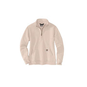 Carhartt 105295-A43 Relaxed-Fit Midweight Quarter-Zip Mock-Neck Sweatshirt for Ladies, S, Light Taupe Heather
