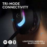 Logitech G522 Lightspeed Wireless Gaming Headset, Over-Ear, PRO-G Audio Drivers, Full Bandwidth Mic with Blue VO!CE, LIGHTSYNC RGB, Bluetooth, USB A to C, Black