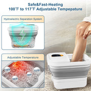 UNIFULL DDZYP-06-White Collapsible Foot Spa Bath with Fast Heating, Motorized Shiatsu Massage, Temperature Control, Pedicure Kit, White, DDZYP-06-White