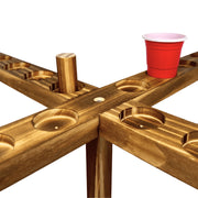 MinnARK 4-Player On The Hook Ring and String Party Game, Wooden Construction, Includes Scoring Pegs and Plastic Cups, MAS-4RING