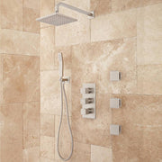 Thermostatic shower mixer-concealed body 3/4-Brass handles-brass hand shower with Stainless Steel hose-brass rain shower-brass shower arm-shower outlet elbow-side spray-FLUSH 3-way diverter-Thermostatic Cartridge Finish-Matt Brushed Nickel #11-MBN11