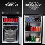 Nostalgia Products BK49BS Full-Size Kegerator, 4.9 Cu. Ft., Black Stainless Steel, Single Tap, Adjustable Thermostat, Holds 1/6 1/4 1/2 Barrels