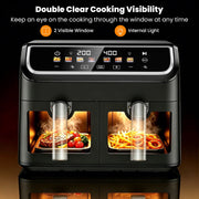 Patbrela 10QT Air Fryer Oven Dual Basket with SYNC Smart Synchronization, Independent Dual Controls, 7 Presets, 1700W, LED Color Display, AF309