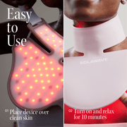 Solawave Neck & Chest Red Light Therapy Device, Dual Wavelength 630nm Red and 830nm Near-Infrared Light, Portable USB Rechargeable, Adjustable Dusty Rose