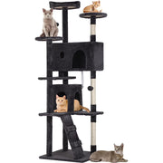 Bestpet CT-MS70-DarkGray 70-in Dark Gray Cat Tree Tower with Scratch Posts House and Funny Toys