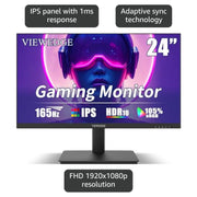 Viewedge 27 Inch QHD 2560x1440 IPS Monitor, 75Hz Refresh Rate, 3ms Response Time, Eye Protection Technology, Dual HDMI, DisplayPort, Wall Mountable, Black
