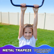 Sportspower My 1st Metal Swing Set with 2 Swings, Trapeze Bar, 5ft Slide, Blue and Yellow, Ages 3-8, 400lbs Capacity MSC-4070-BM