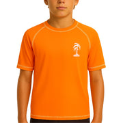 IXtreme Boys Rash Guard Shirt, UPF 50+ Sun Protection, Quick Dry, Short Sleeve, Orange, Big Boys 14-16