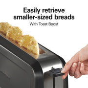 Hamilton Beach 2-Slice Long Slot Toaster, Extra-Wide 10-Inch Slot, Bagel Function, Toast Boost, 7 Shade Settings, Black, 22989
