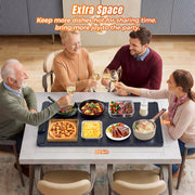 ROSYNEY Food Warming Mat, Extra Large 39.4x15 in, 10 Temperature Levels, 10-Hour Timer, Fast Heating Silicone Electric Tray, Grayish Blue