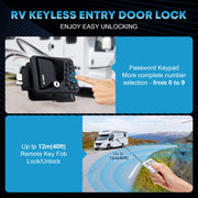 Kohree RV Door Lock Keyless Entry, 4-in-1 Fingerprint Bluetooth App Keypad Remote Control, Black Metal Body, KR3414-WR