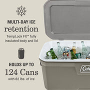 Coleman 2179171 316 Series 150QT Hard Chest Wheeled Cooler, Silver Ash
